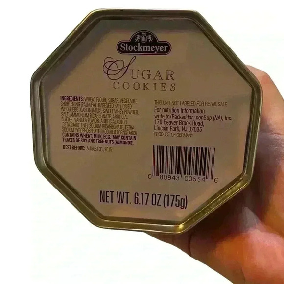 Stockmeyer Sugar Cookie Empty Tin Wind-up Music Christmas 5.5” Tall 2015 - Picture 5 of 8